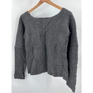 Weekend Max Mara Womens Small 100% Cashmere Cable Knit Round Neck Sweater Gray